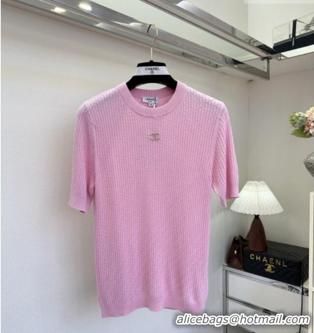 Luxury Best Chanel Knit T-shirt CH041419 Pink 2026