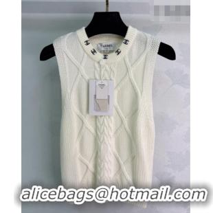 Free Shipping Cheap Chanel Wool Cashmere Knit Vest CH042203 White 2026