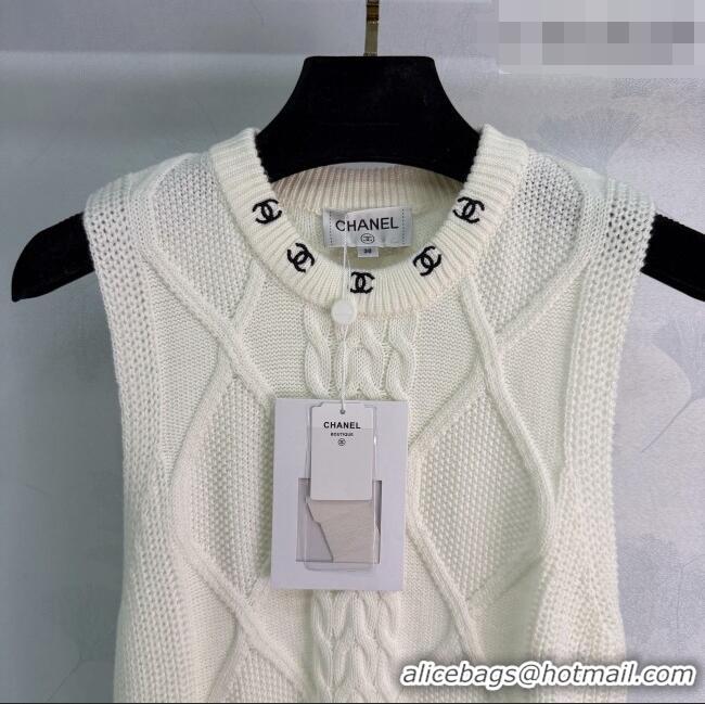 Free Shipping Cheap Chanel Wool Cashmere Knit Vest CH042203 White 2026