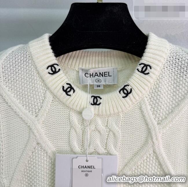 Free Shipping Cheap Chanel Wool Cashmere Knit Vest CH042203 White 2026