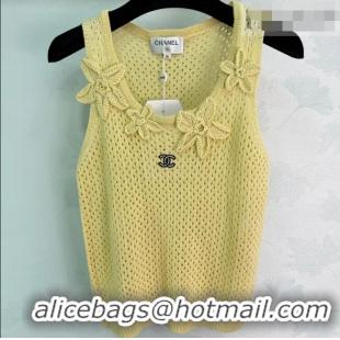Good Discount Chanel Wool Blend Knit Vest with Bloom CH042206 Yellow 2026