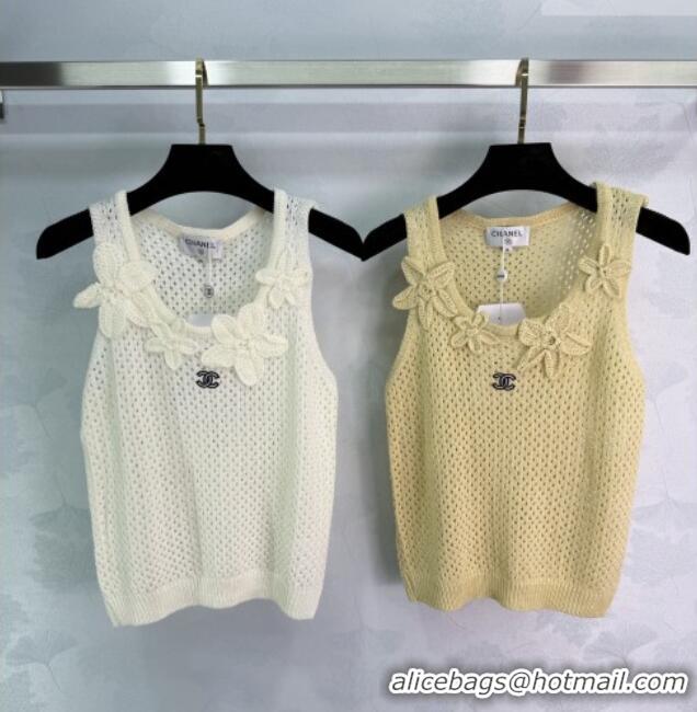Good Discount Chanel Wool Blend Knit Vest with Bloom CH042206 Yellow 2026