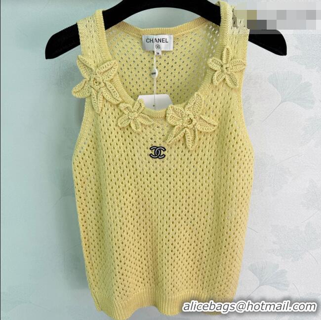Good Discount Chanel Wool Blend Knit Vest with Bloom CH042206 Yellow 2026
