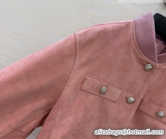 Reasonable Price Chanel Lambskin Suede Jacket CH042217 Pink 2026
