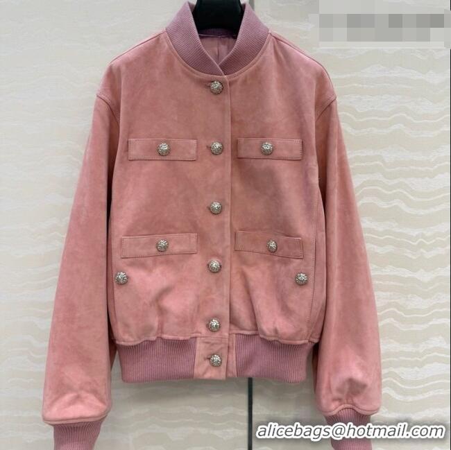 Reasonable Price Chanel Lambskin Suede Jacket CH042217 Pink 2026