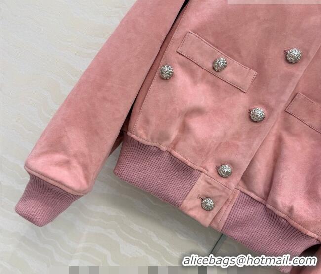Reasonable Price Chanel Lambskin Suede Jacket CH042217 Pink 2026