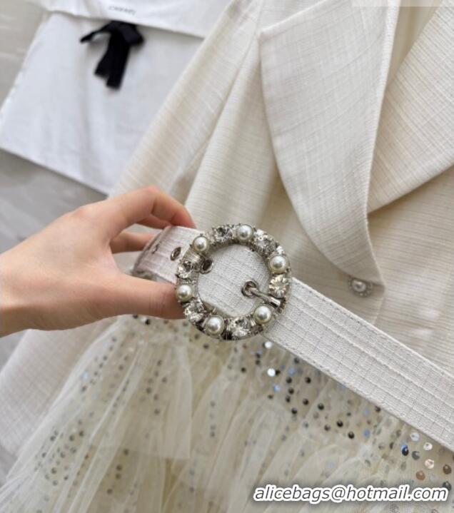 Good Product Chanel Mesh Dress with Strass CH042216 White 2026