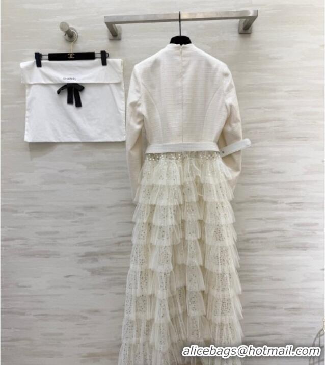 Good Product Chanel Mesh Dress with Strass CH042216 White 2026