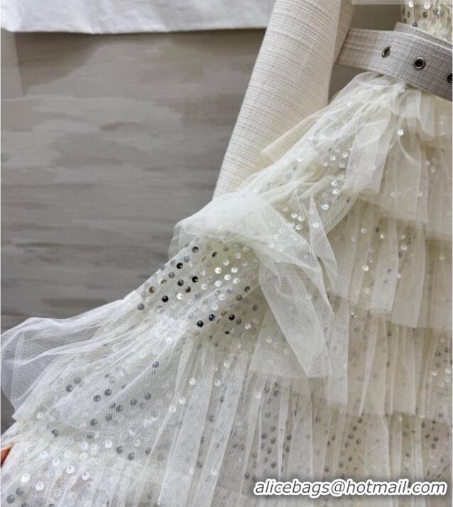 Good Product Chanel Mesh Dress with Strass CH042216 White 2026