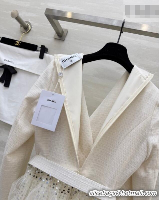 Good Product Chanel Mesh Dress with Strass CH042216 White 2026