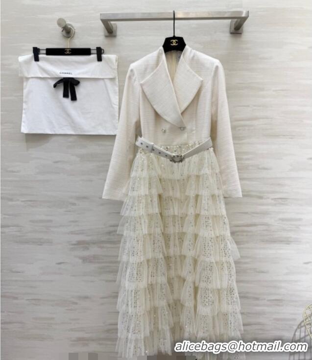 Good Product Chanel Mesh Dress with Strass CH042216 White 2026