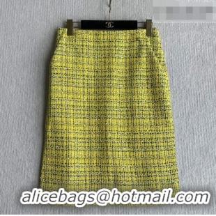 Buy Fashionable Chanel Tweed Skirt CH042222 Yellow 2026