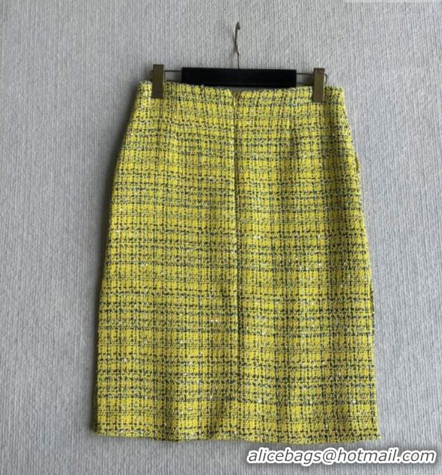 Buy Fashionable Chanel Tweed Skirt CH042222 Yellow 2026