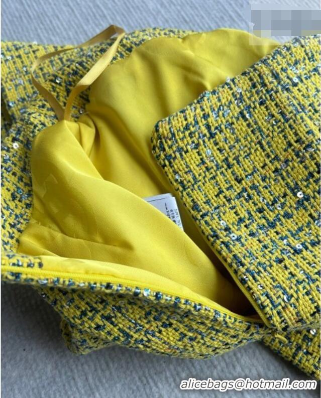 Buy Fashionable Chanel Tweed Skirt CH042222 Yellow 2026