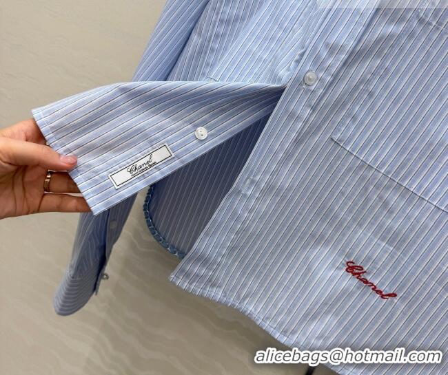 Good Taste Chanel Cotton Striped Shirt CH042307 Blue 2026
