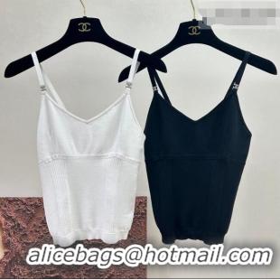 Big Discount Chanel Silk Cotton Vest 0423 White/Black 2026