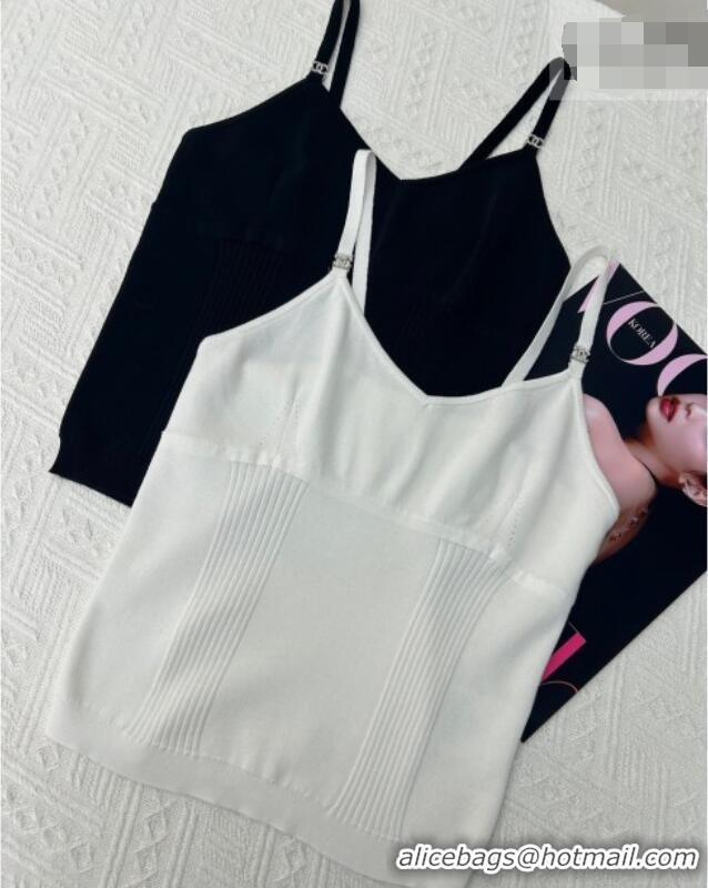 Big Discount Chanel Silk Cotton Vest 0423 White/Black 2026