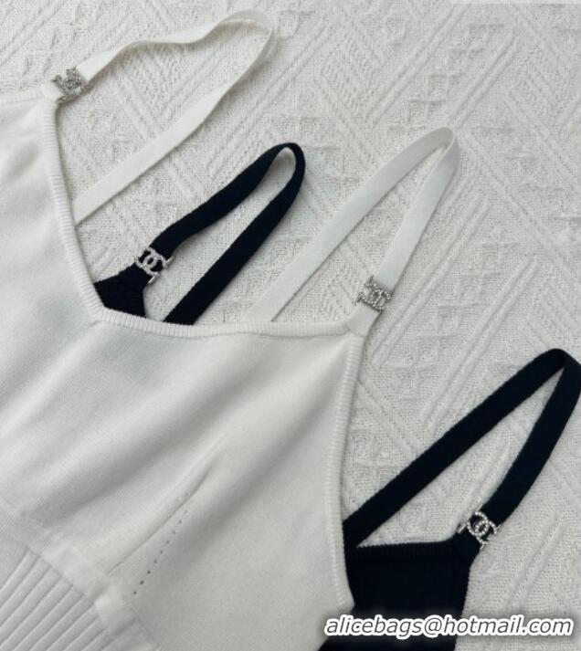 Big Discount Chanel Silk Cotton Vest 0423 White/Black 2026
