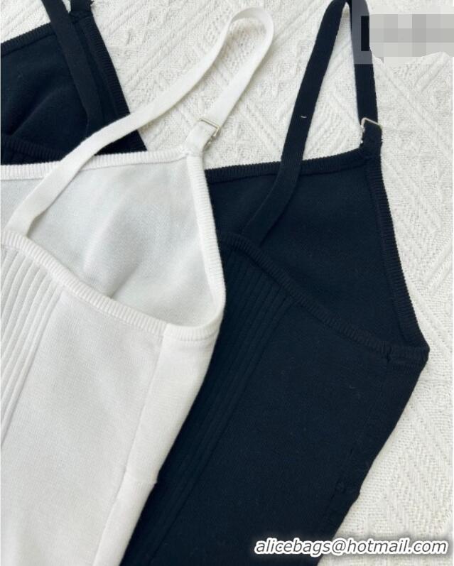 Big Discount Chanel Silk Cotton Vest 0423 White/Black 2026