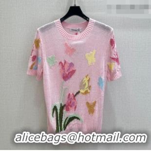 ​Buy Inexpensive Dior Embroidered Knit Top DR032413 Pink 2026
