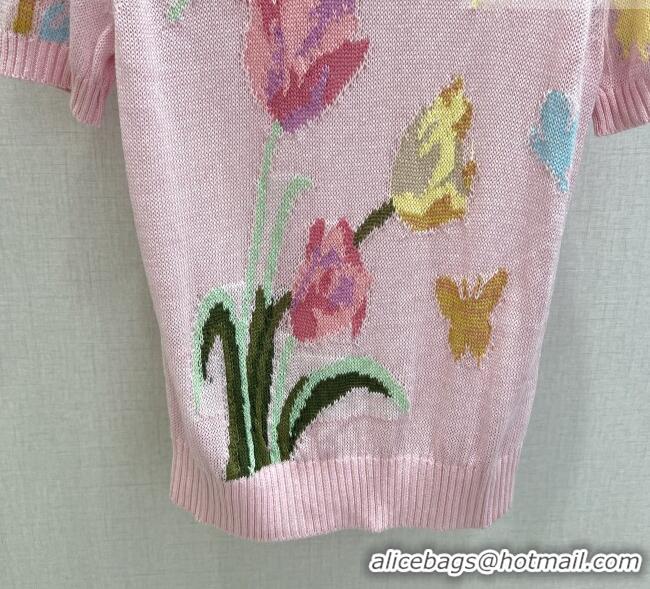 ​Buy Inexpensive Dior Embroidered Knit Top DR032413 Pink 2026