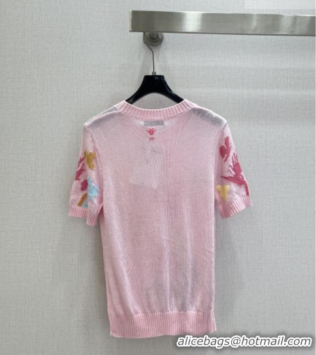 ​Buy Inexpensive Dior Embroidered Knit Top DR032413 Pink 2026