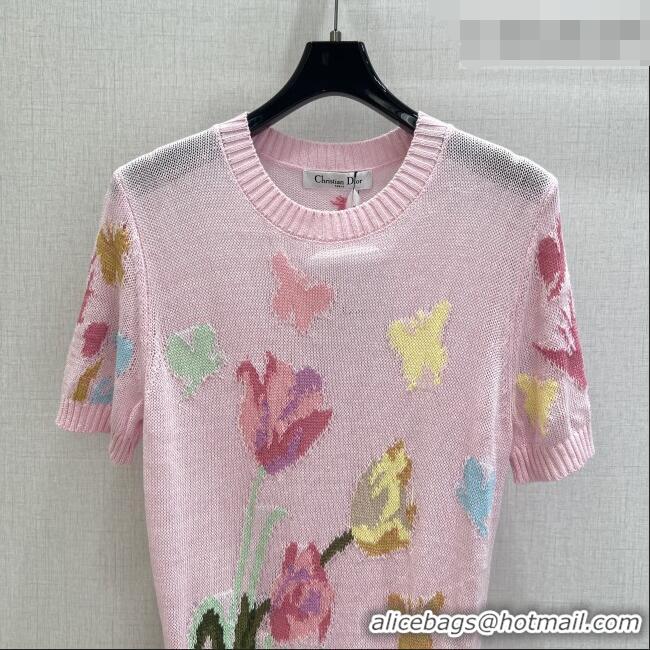 ​Buy Inexpensive Dior Embroidered Knit Top DR032413 Pink 2026