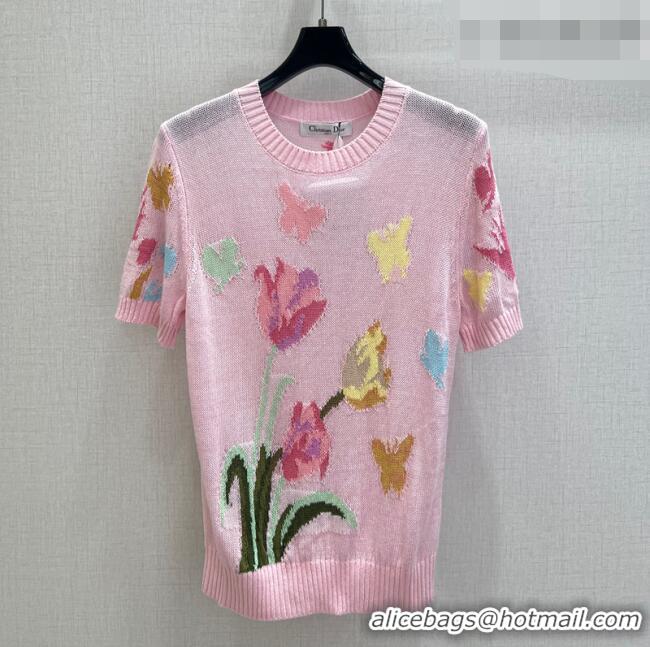 ​Buy Inexpensive Dior Embroidered Knit Top DR032413 Pink 2026