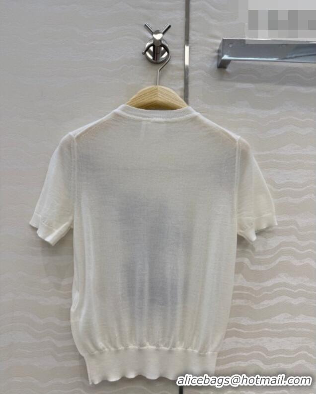 Famous Brand Dior Embroidered Wool Knit Top DR032414 White/Blue 2026