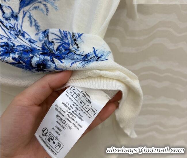 Famous Brand Dior Embroidered Wool Knit Top DR032414 White/Blue 2026