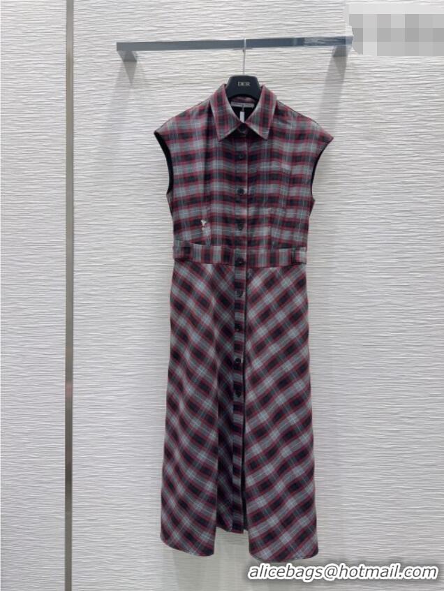 Big Discount Dior Plaid Long Dress DR032505 Red 2026