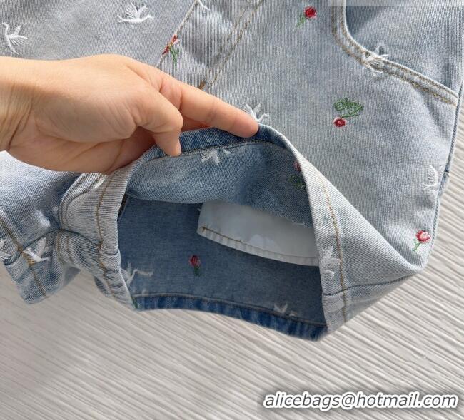 Reasonable Price Dior Embroidered Cotton Washed Denim Shorts DR032407 Blue 2026