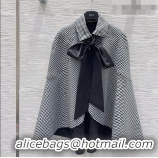 Good Product Dior Houndstooth Cape with Bow DR032419 Black/White 2026