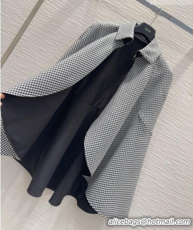 Good Product Dior Houndstooth Cape with Bow DR032419 Black/White 2026