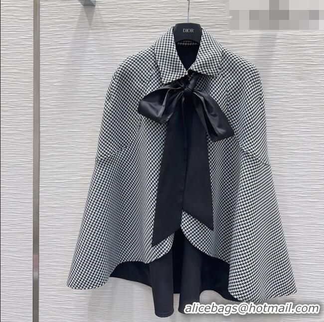 Good Product Dior Houndstooth Cape with Bow DR032419 Black/White 2026