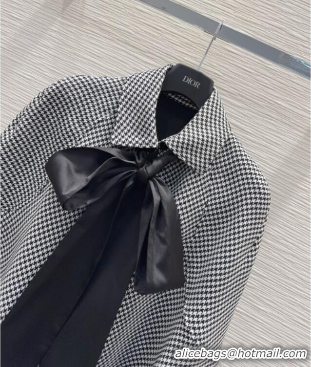 Good Product Dior Houndstooth Cape with Bow DR032419 Black/White 2026