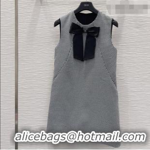 Famous Brand Dior Houndstooth Short Dress with Bow DR032419 Black/White 2026