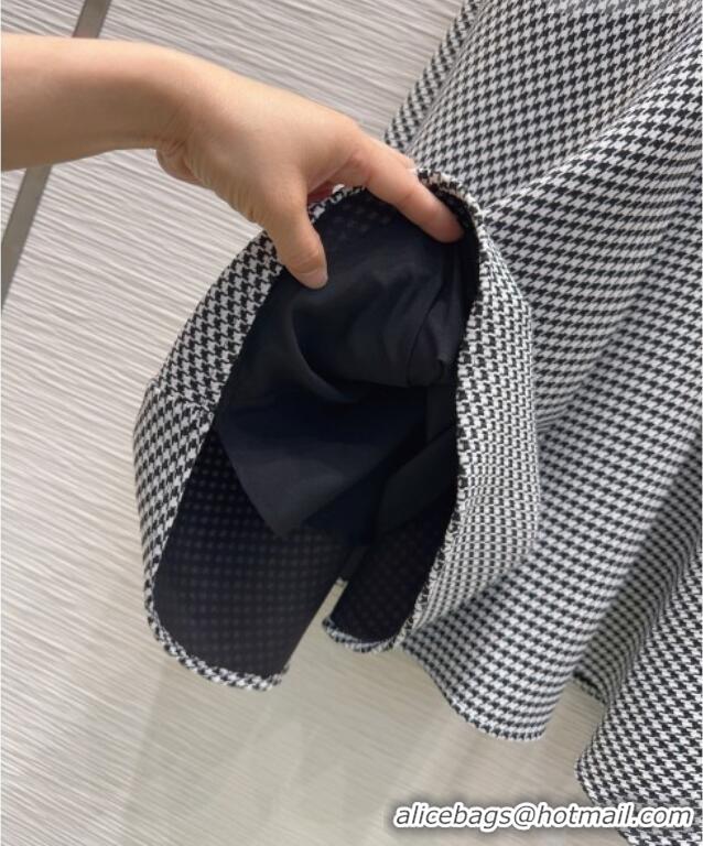 Good Quality Dior Houndstooth Long Dress with Bow DR032419 Black/White 2026