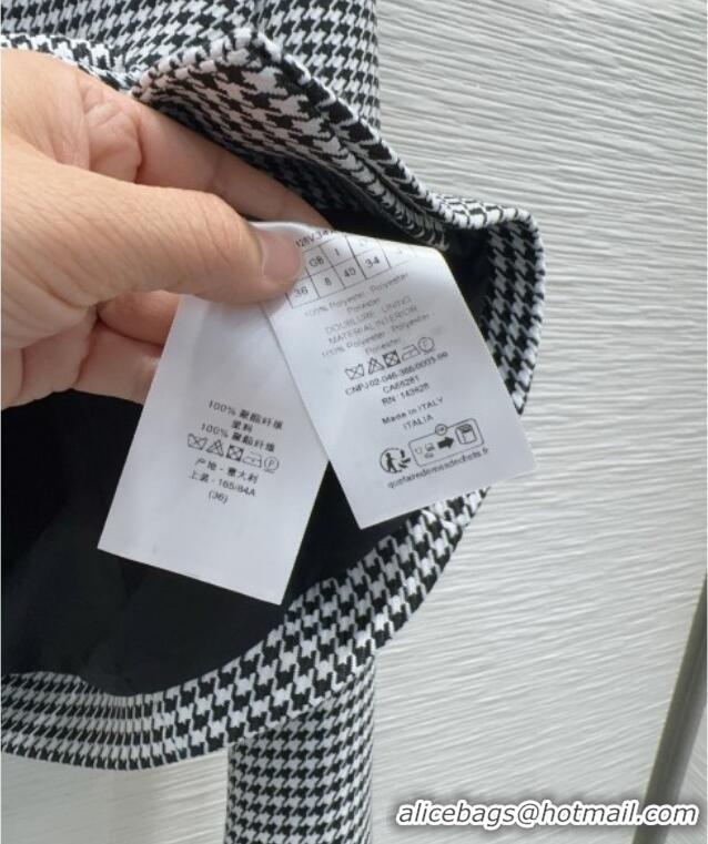Good Quality Dior Houndstooth Long Dress with Bow DR032419 Black/White 2026