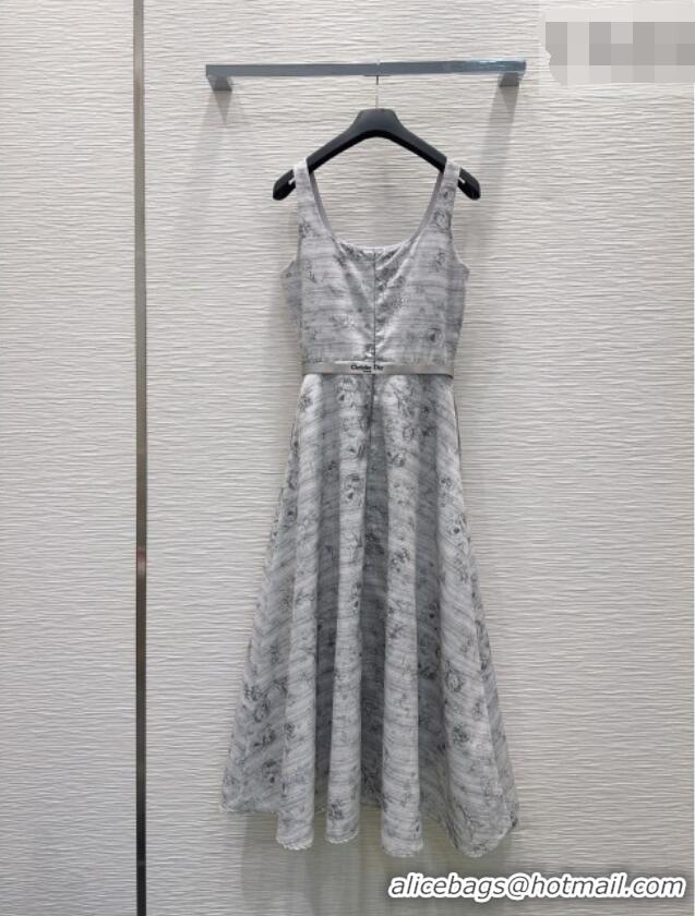 Unique Discount Dior Printed Long Dress DR032423 Grey 2026