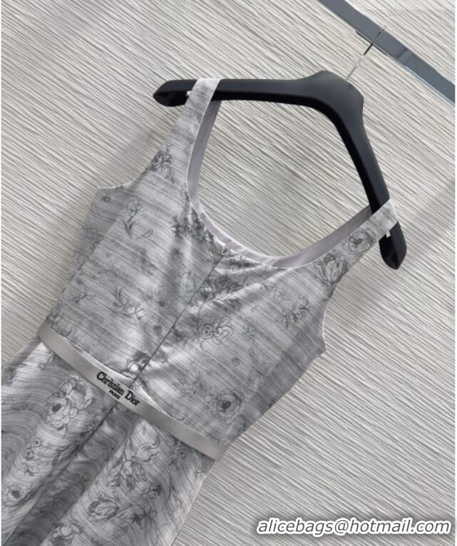 Unique Discount Dior Printed Long Dress DR032423 Grey 2026