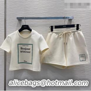 Hot Sell Cheap Dior Cotton T-Shirt and Shorts Set DR032501 White 2026