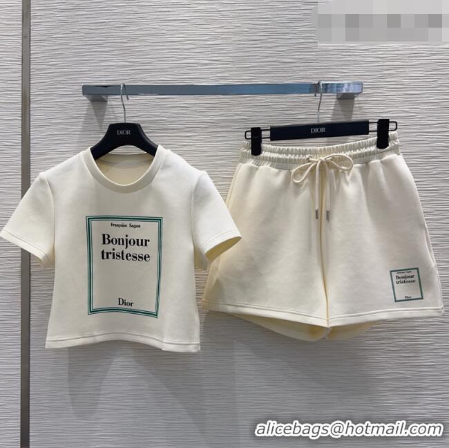 Hot Sell Cheap Dior Cotton T-Shirt and Shorts Set DR032501 White 2026