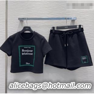 Unique Grade Dior Cotton T-Shirt and Shorts Set DR032501 Black 2026