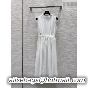 Super Quality Dior Long Dress with Neck Bow DR032504 White 2026