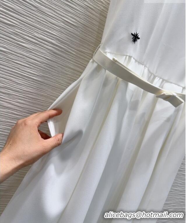 Super Quality Dior Long Dress with Neck Bow DR032504 White 2026