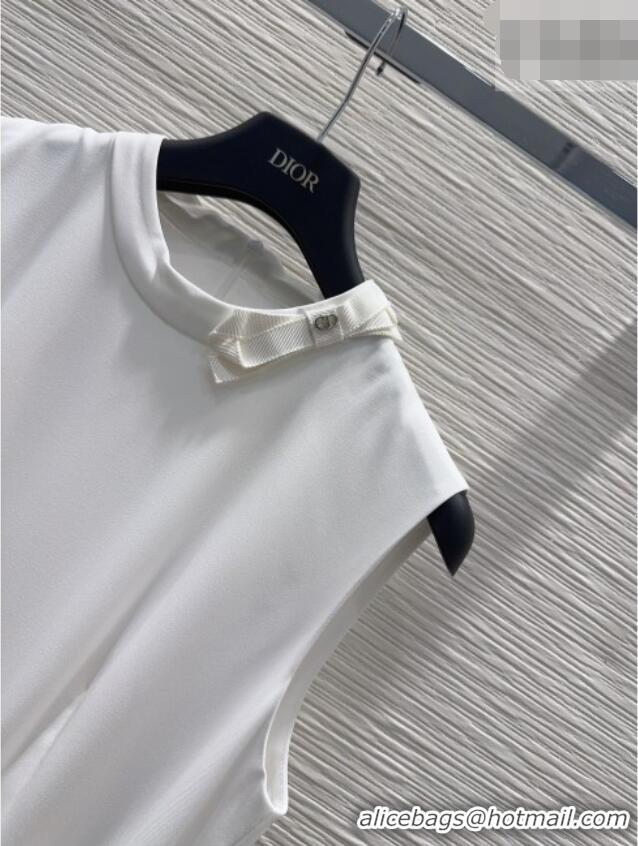 Super Quality Dior Long Dress with Neck Bow DR032504 White 2026