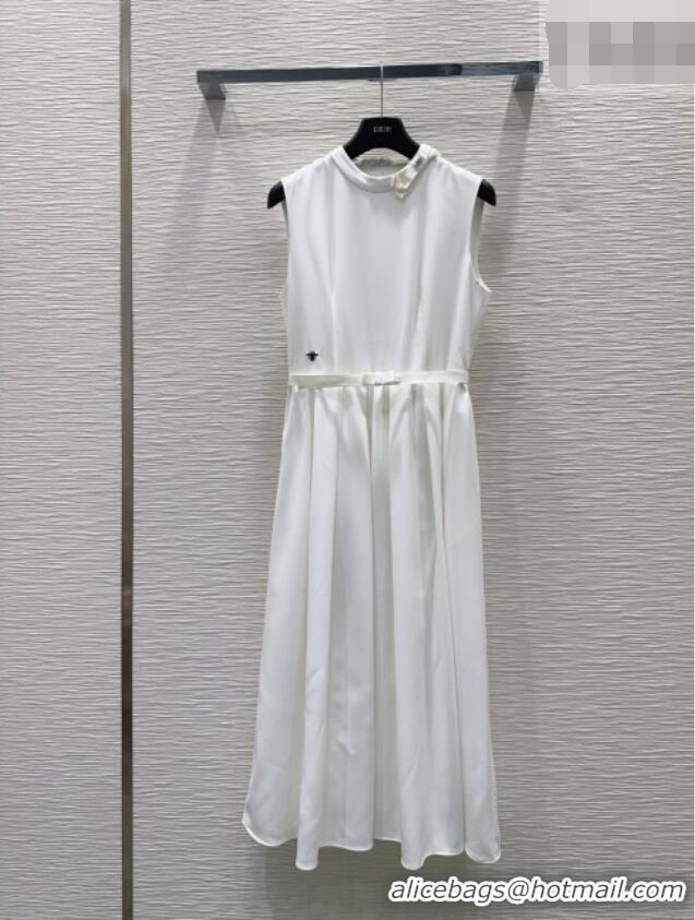 Super Quality Dior Long Dress with Neck Bow DR032504 White 2026