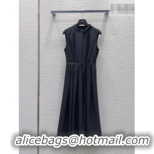 Famous Brand Dior Long Dress with Neck Bow DR032504 Black 2026