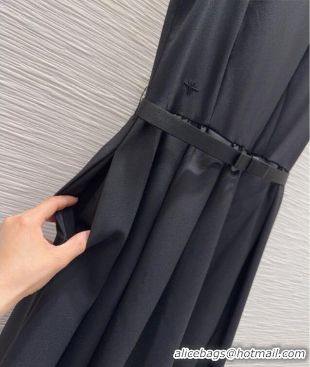 Famous Brand Dior Long Dress with Neck Bow DR032504 Black 2026